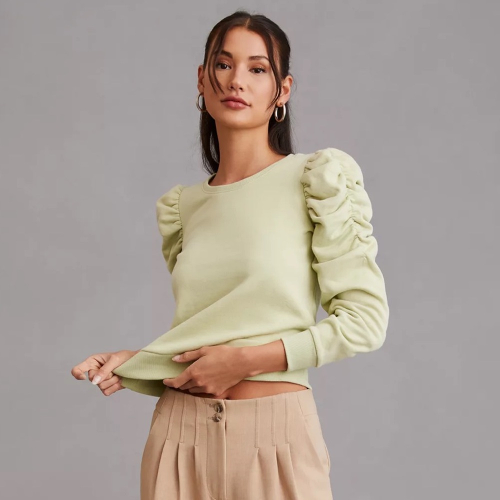 Nation LTD Perla Puff Sleeve Crewneck Sweatshirt